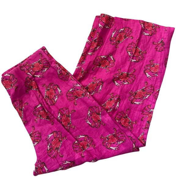 J. Crew Ratti King Crab Linen Wide Leg High Rise Pants Pink Size 8 - Picture 7 of 11